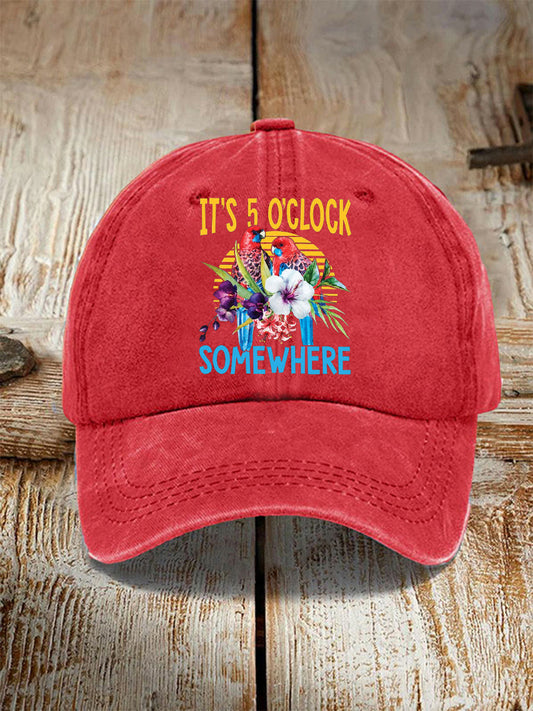 Unisex It's 5 O'clock Somewhere Parrot Print Hat