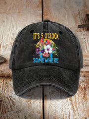 Unisex It's 5 O'clock Somewhere Parrot Print Hat
