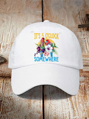 Unisex It's 5 O'clock Somewhere Parrot Print Hat