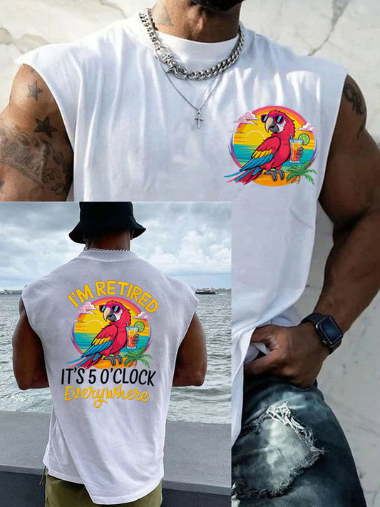 Men's LI‘m Retired It‘s 5 O'clock Everywhere Parrot Casual Tank Top