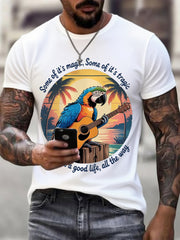 Men's Some Of It’s Magic Some of It’s Tragic, But I Had A Good Life,All The Way Parrot Guitar Casual Tee