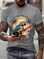 Men's Some Of It’s Magic Some of It’s Tragic, But I Had A Good Life,All The Way Parrot Guitar Casual Tee