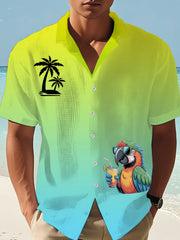 Men's I'm Retired It's 5 O'clock Everywhere Parrot Print Casual Waffle Short-Sleeve Shirt