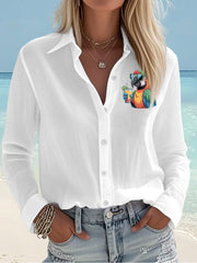 Women's I'm Retired It's 5 O'clock Everywhere Parrot Print Casual Shirt