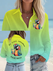 Women's I'm Retired It's 5 O'clock Everywhere Parrot Print Casual Shirt