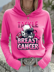 Women's Tackle Breast Cancer Football Gameday Hooded Top