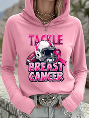 Women's Tackle Breast Cancer Football Gameday Hooded Top