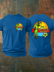 Men's It's 5:00 Somewhere Always Happy Hour Paradise Parrot Print Casual Short Sleeve Tee