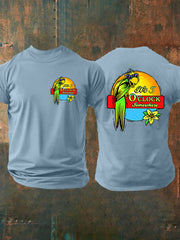 Men's It's 5:00 Somewhere Always Happy Hour Paradise Parrot Print Casual Short Sleeve Tee