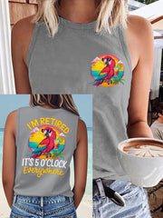 Women's I'm Retired It's 5 O'clock Everywhere Parrot Print Casual Vest