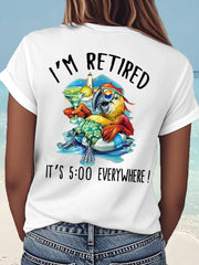 Women's I'm Retired It's 5 O'clock Everywhere Parrot Print Casual Tee