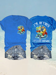 Women's I'm Retired It's 5 O'clock Everywhere Parrot Print Casual Tee