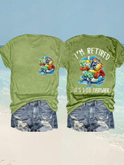 Women's I'm Retired It's 5 O'clock Everywhere Parrot Print Casual Tee