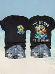Women's I'm Retired It's 5 O'clock Everywhere Parrot Print Casual Tee