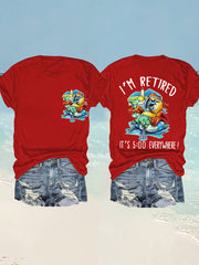 Women's I'm Retired It's 5 O'clock Everywhere Parrot Print Casual Tee