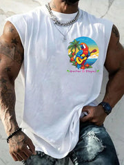 Men's I'm Retired It's 5 O'clock Everywhere Parrot Print Casual Sleeveless Tee