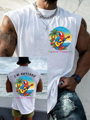 Men's I'm Retired It's 5 O'clock Everywhere Parrot Print Casual Sleeveless Tee