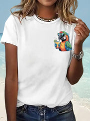 Women's I'm Retired It's 5 O'clock Everywhere Parrot Print Casual Tee