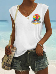 Women's  I'm Not Retired, I'm A Permanent Weekender, It's 5 O'clock Everywhere Parrot Casual Sleeveless Tee