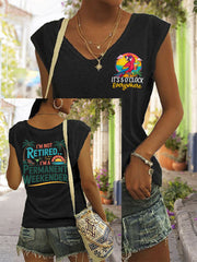 Women's  I'm Not Retired, I'm A Permanent Weekender, It's 5 O'clock Everywhere Parrot Casual Sleeveless Tee