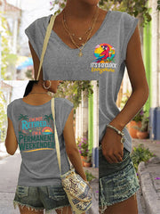 Women's  I'm Not Retired, I'm A Permanent Weekender, It's 5 O'clock Everywhere Parrot Casual Sleeveless Tee