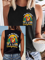 Women's It‘s 5 O'clock Everywhere Print Casual Faux Cotton Vest