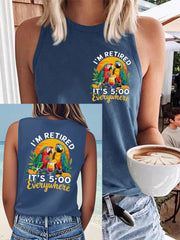 Women's It‘s 5 O'clock Everywhere Print Casual Faux Cotton Vest