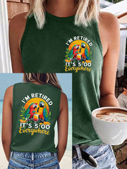 Women's It‘s 5 O'clock Everywhere Print Casual Faux Cotton Vest