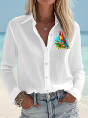 Women's I'm Retired It's 5 O'clock Everywhere Parrot Print Casual Shirt