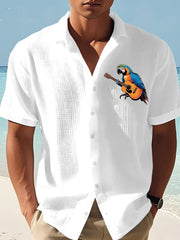 Men's  Some Of It’s Magic Some of It’s Tragic, But I Had A Good Life,All The Way Parrot Guitar Print Casual Waffle Short-Sleeve Shirt