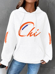 Women's Football Fans Lovers Gameday Casual Waffle Hoodie