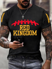 Men's Red Kingdom Football Fans Lovers Gameday Casual Tee