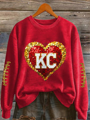 Women's Red Kingdom Football Printed Sweatshirt