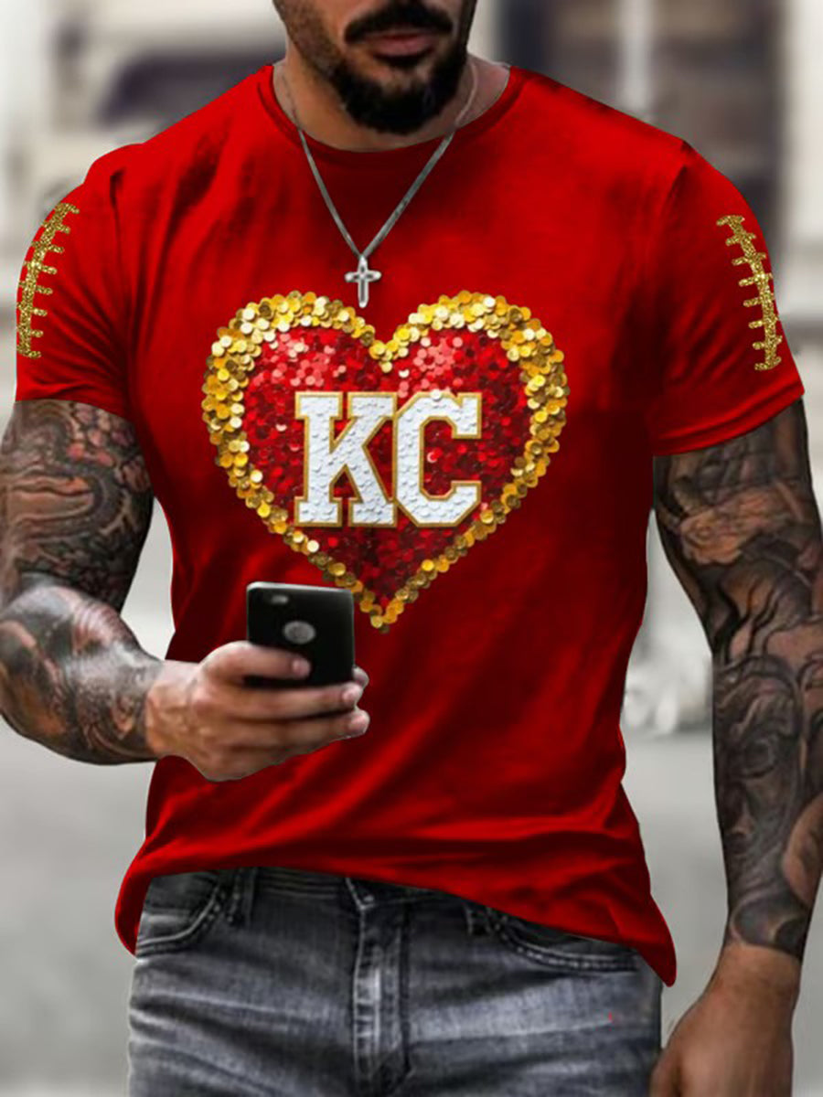 Men's Red Kingdom Football Printed T-shirt
