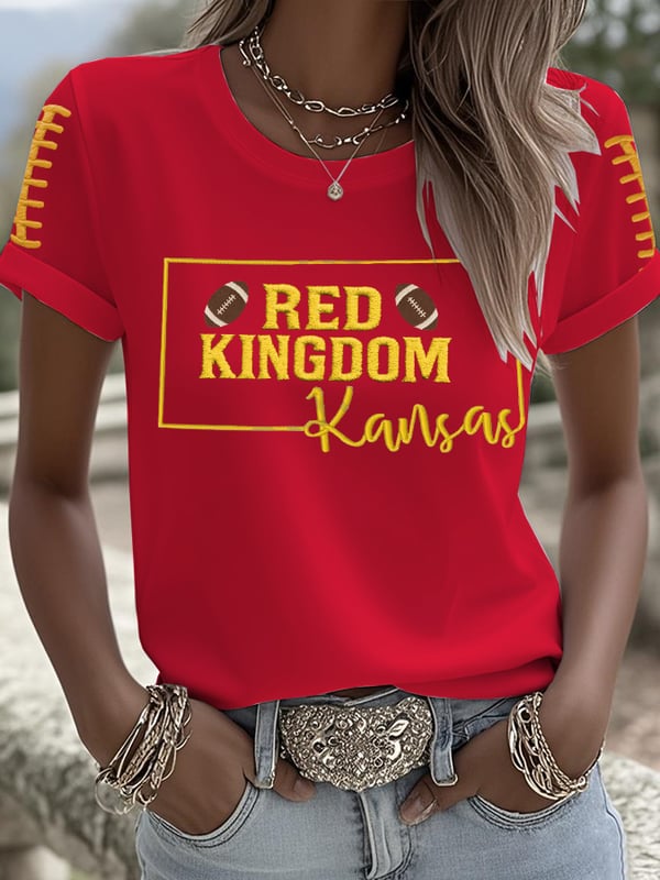 Women's Football Fans Lovers Gameday Casual short-sleeved T-shirt