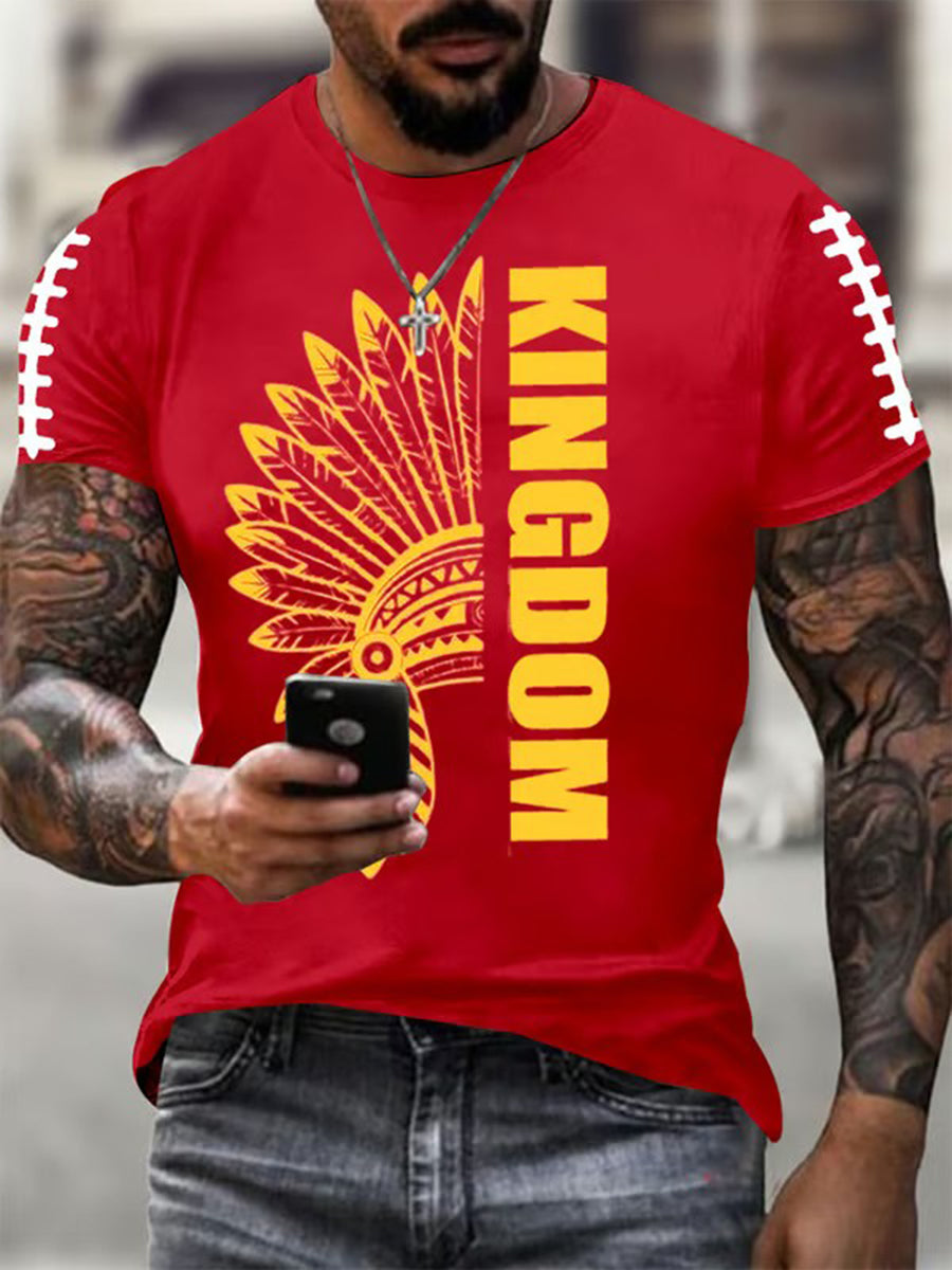 Men's Red Kingdom Football Printed T-shirt