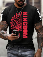 Men's Red Kingdom Football Printed T-shirt