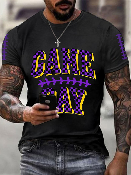Men's Football Fans Lovers Gameday Casual Short Sleeve T-shirt