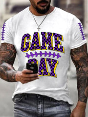 Men's Football Fans Lovers Gameday Casual Short Sleeve T-shirt