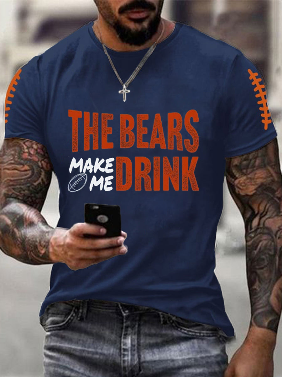 Men's Football Fans Lovers Gameday Casual Short Sleeve T-shirt