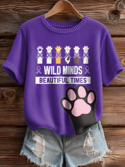 Women's Alzheimer's Awareness Cat Print Sweater