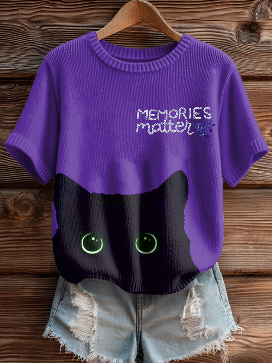 Women's Alzheimer's Awareness Cat Print Sweater