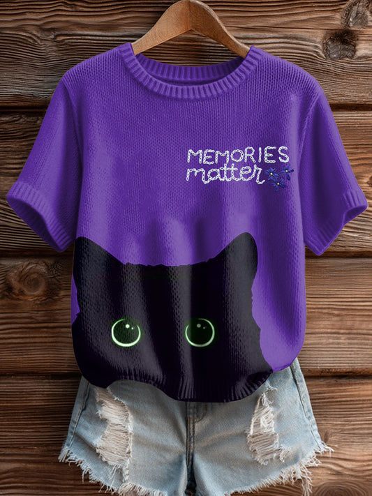 Women's Alzheimer's Awareness Cat Print Sweater