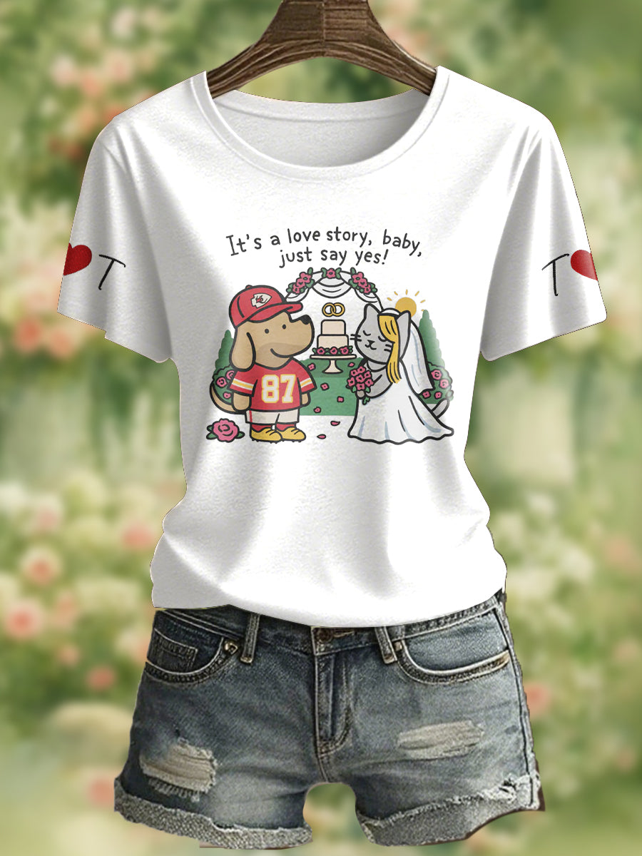 Women's It's A Love Story Printed T-Shirt
