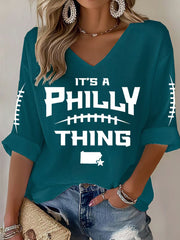 Women's Football Fans Lovers Gameday Casual  Waffle T-shirt