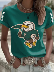Women's Football Fans Lovers Gameday Casual Short Sleeve T-shirt