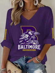 Women's Football Fans Lovers Gameday Casual  Waffle T-shirt