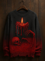 Men's Halloween skeleton Art Print Sweater
