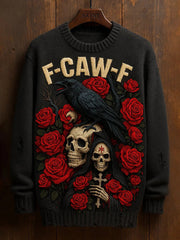 Men's Crow Rose Scarlet Halloween Art Print Sweater