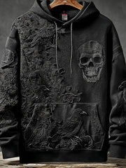 Unisex Vintage Halloween Crow Print Art Casual Hoodie